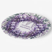 Paarse Wisteria krans bruiloft Papieren Bordje (Gekanteld)