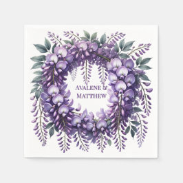 Paarse Wisteria krans bruiloft Servet