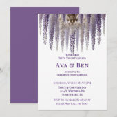Paarse Wisteria kroonluchter bruiloft Kaart (Voorkant / Achterkant)