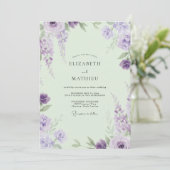 Paarse Wisteria Mint Bruiloft Kaart (Staand voorkant)