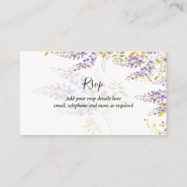 Paarse Wisteria RSVP Hotel Weddenschap Details Informatiekaartje