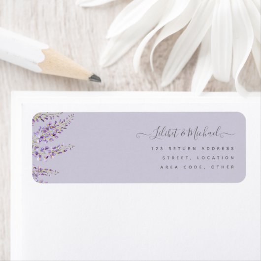 Paarse Wisteria Sage Floral Garden Wedding Etiket (Insitu)