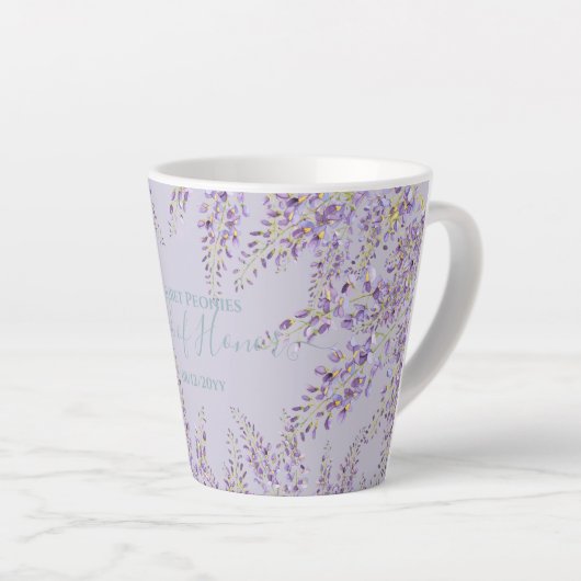 Paarse Wisteria Sage Floral Garden Wedding Latte Mok (Rechterhoek)