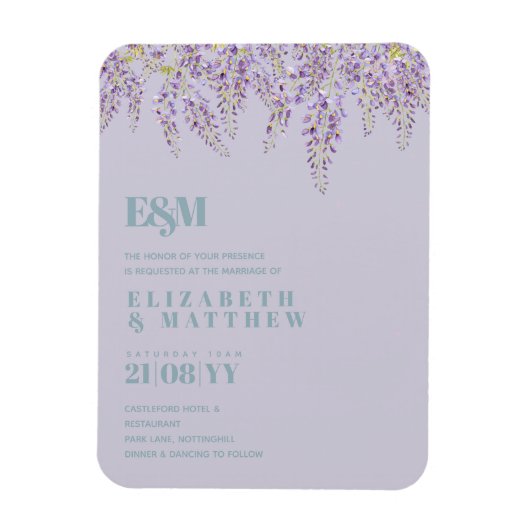 Paarse Wisteria Sage Floral Garden Wedding Magneet (Verticaal)