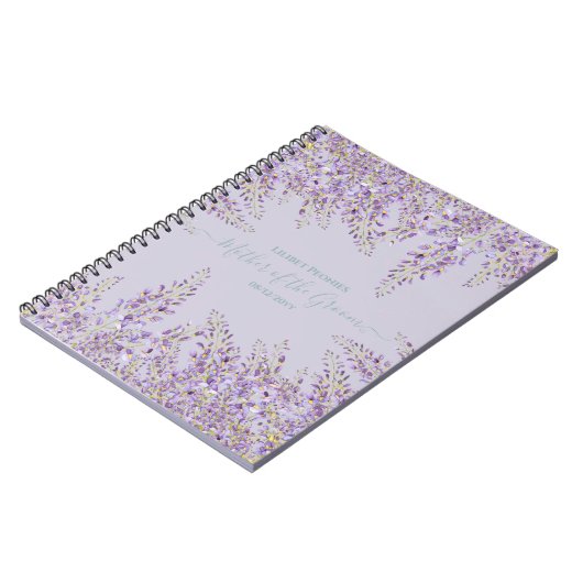 Paarse Wisteria Sage Floral Garden Wedding Notitieboek (Linkerzijde)