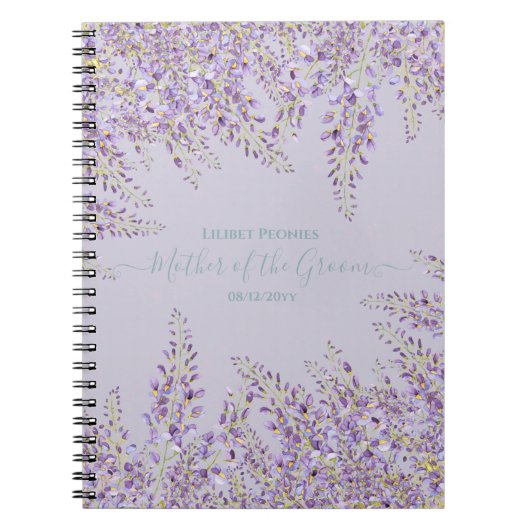 Paarse Wisteria Sage Floral Garden Wedding Notitieboek (Voorkant)