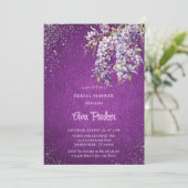 Paarse Wisteria Silver Glitter Vrijgezellenfeest Kaart (Staand voorkant)