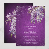 Paarse Wisteria Silver Glitter Vrijgezellenfeest Kaart (Voorkant / Achterkant)