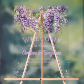 Paarse Wisteria Silver Glitter Wedding Welkom Acryl Bord (Neutraal)
