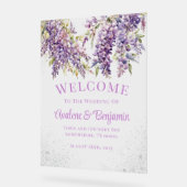 Paarse Wisteria Silver Glitter Wedding Welkom Acryl Bord (Hoek)