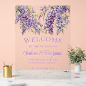 Paarse Wisteria Silver Glitter Wedding Welkom Acryl Bord (Huwelijk)