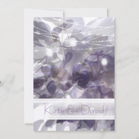 ©Paarse Wisteria String Lights Mason Jars Bruiloft Kaart (Voorkant)