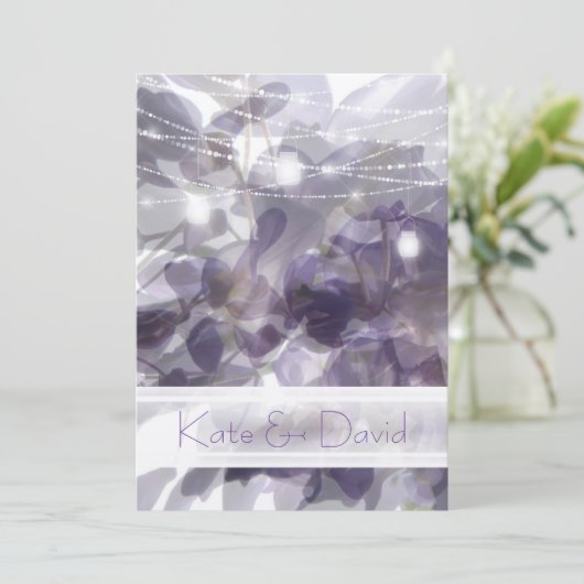 ©Paarse Wisteria String Lights Mason Jars Bruiloft Kaart (Staand voorkant)