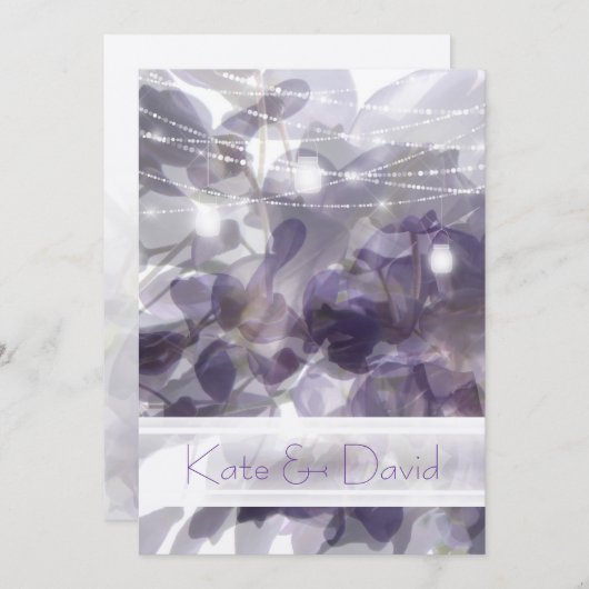 ©Paarse Wisteria String Lights Mason Jars Bruiloft Kaart (Voorkant / Achterkant)