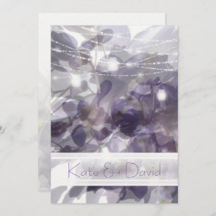 ©Paarse Wisteria String Lights Mason Jars Bruiloft Kaart