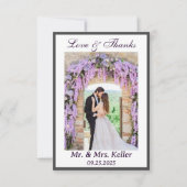 Paarse Wisteria thema bruiloft dank u kaart (Voorkant)