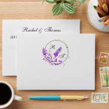 Paarse Wisteria thema bruiloft envelop