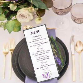 Paarse Wisteria Thema Bruiloft Menu Kaart