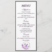 Paarse Wisteria Thema Bruiloft Menu Kaart (Voorkant)