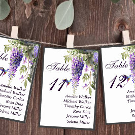 Paarse Wisteria Thema Bruiloft Tafel Zitten Kaart