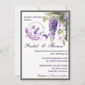 Paarse Wisteria thema bruiloft uitnodiging (Voorkant)