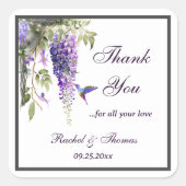 Paarse Wisteria thema bruiloft Vierkante Sticker (Voorkant)