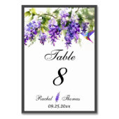 Paarse Wisteria Thema Trouwtafel Nummer Kaart (Voorkant)