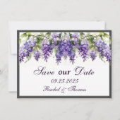 Paarse Wisteria Theme Wedding Save the Date Kaart (Voorkant)