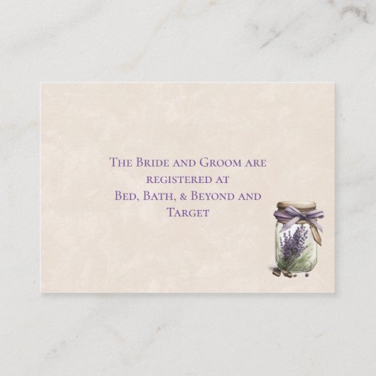 Paarse Wisteria  Truck Bruiloft Registry Informatiekaartje (Achterkant)