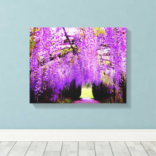 Paarse Wisteria Wall Art Canvas Afdruk (Insitu (Houten vloer))