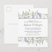 Paarse Wisteria Waterverf Floral Vrijgezellenfeest Uitnodiging Briefkaart (Voorkant / Achterkant)