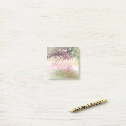 Paarse Wisteria Waterverf Mix Monogram Post-it® Notes (Op bureau)