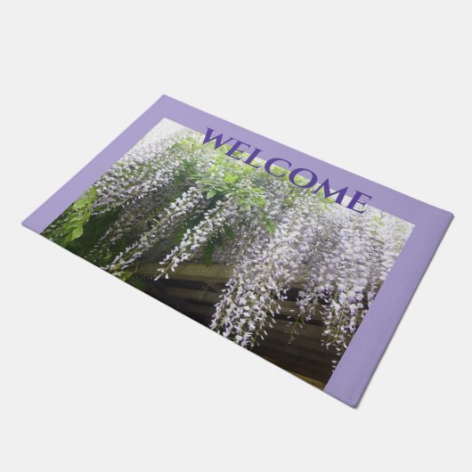 Paarse Wisteria WELCOME Cust. Deurklep Deurmat (Schuin)