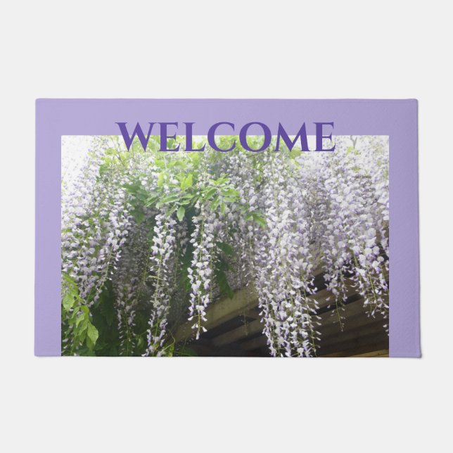 Paarse Wisteria WELCOME Cust. Deurklep Deurmat (Voorkant)