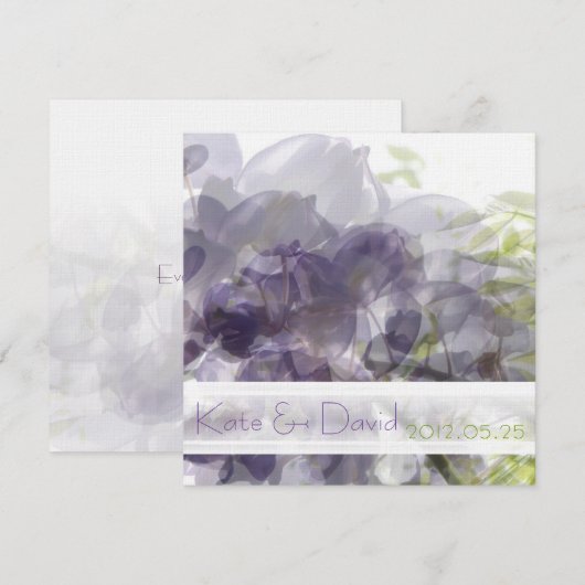 © Paarse Wisteria Whisper Wedding Invitting (Voorkant / Achterkant)