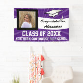 Paarse Wit Aangepaste Foto Afstuderen Sign Spandoek (Insitu)