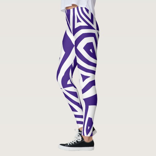 Paarse Wit Abstract Zebra Print Vrouwen Leggings (Links)