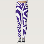 Paarse Wit Abstract Zebra Print Vrouwen Leggings (Voorkant)