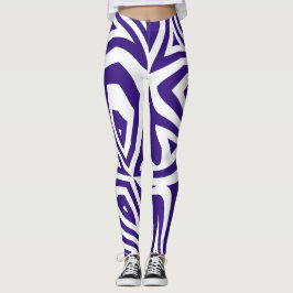 Paarse Wit Abstract Zebra Print Vrouwen Leggings
