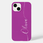 Paarse Wit Elegant Calligrafie Script Name Case-Mate iPhone Case (Achterkant)