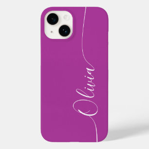 Paarse Wit Elegant Calligrafie Script Name Case-Mate iPhone 14 Hoesje