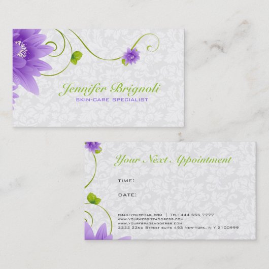 Paarse wit en groen ontwerp visitekaartje (Voorkant / Achterkant)