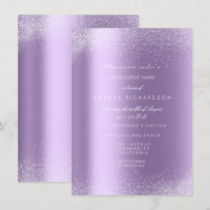 Paarse Wit Glitter Bladeren Zand Frame Glam Kaart