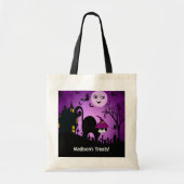 Paarse Witch Black Cat Trick or treat Tote Bag (Voorkant)