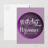 Paarse Witchy Woman Briefkaart (Voorkant / Achterkant)