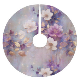 Paarse witgouden bloemen kerstboom rok