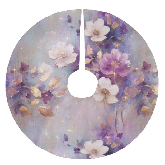 Paarse witgouden bloemen kerstboom rok (Voorkant)