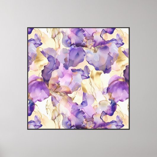 Paarse witgouden irisbloemen canvas afdruk (Voorkant)