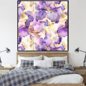 Paarse witgouden irisbloemen canvas afdruk (Insitu (Slaapkamer))