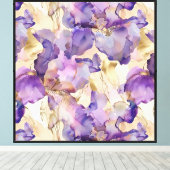 Paarse witgouden irisbloemen canvas afdruk (Insitu (Houten vloer))